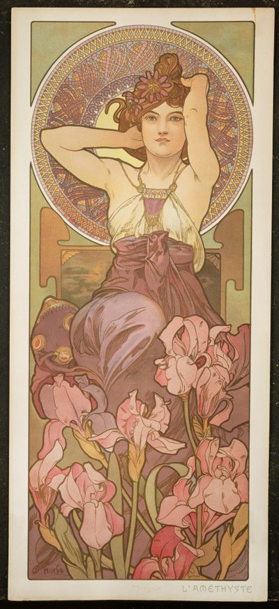 As Pedras Preciosas: Ametista, 1900 de Alphonse Mucha